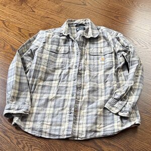 Carhartt Gray Plaid Casual Button Down Shirt